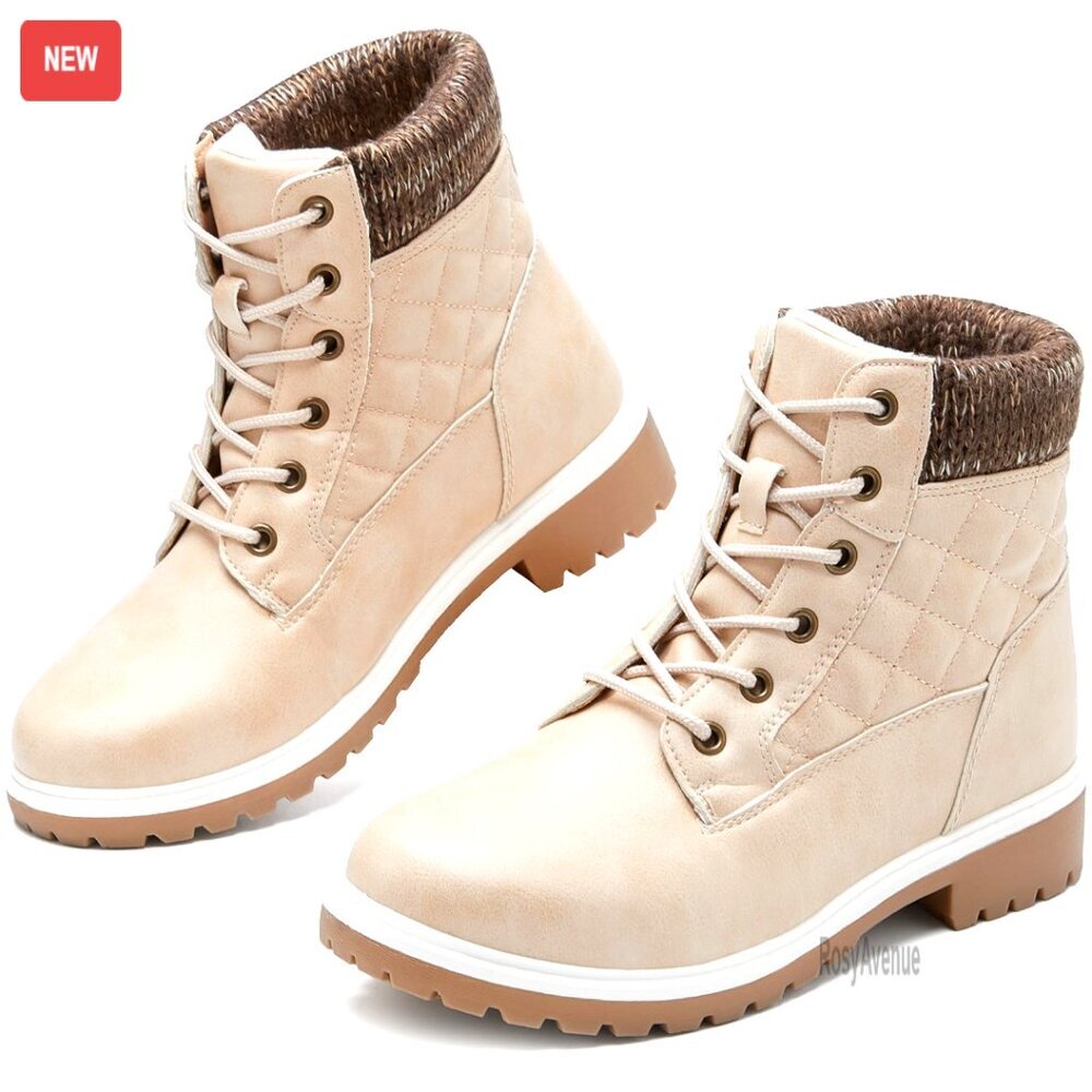 Waterproof Ankle Boots with Fur Lining Non-Slip Sole for Winter Hiking Work